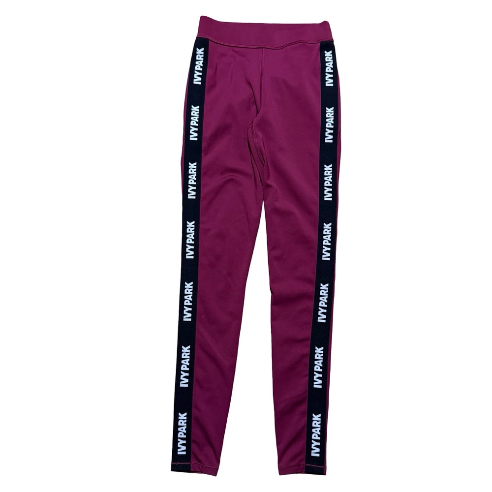 Women’s Y2K Ivy Park Athletic Streetwear Burgundy Cute Leggings Size S